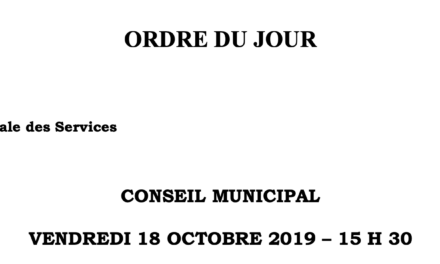 Ordre du jour du conseil municipal de Cagnes sur mer – Vendredi 18 octobre 2019
